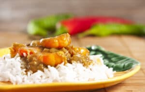 Mexican food with shrimps